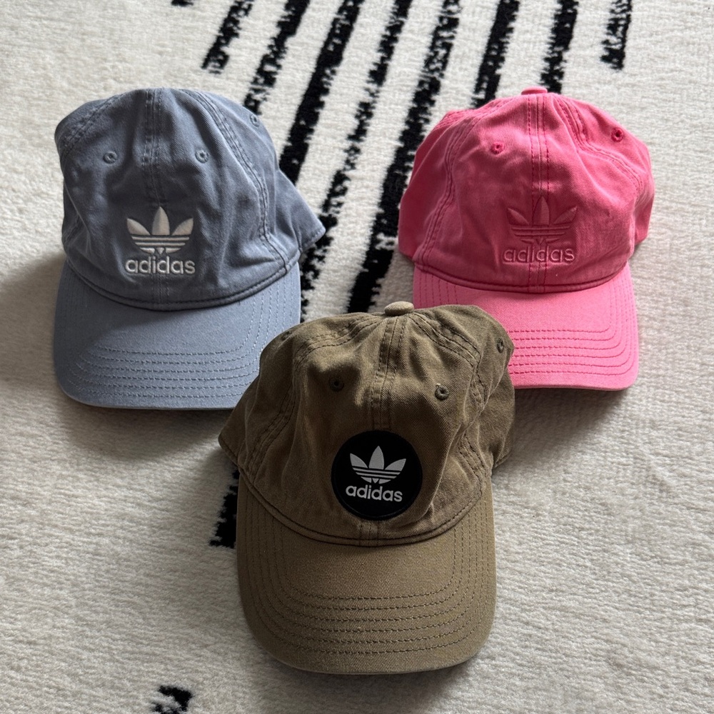 Adidas women’s Hat Trio - Gray/blue, Pink, and dark green